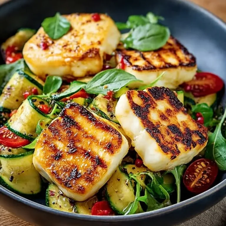 Chili Gegrillter Halloumi mit Zucchinisalat