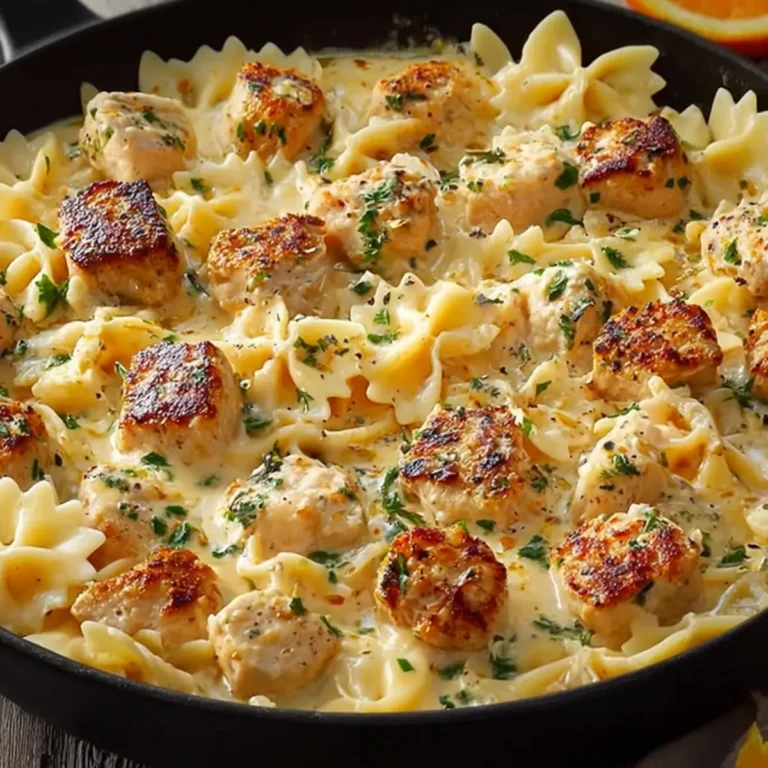 Cremige Hähnchen Farfalle Pfanne