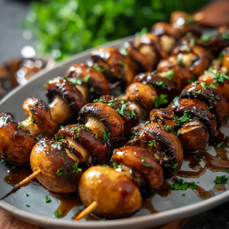 Gegrillte Champignon Spieße mit Tamarinden Glasur