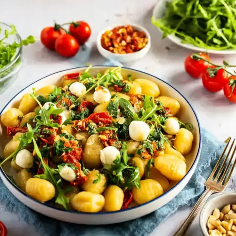 Gnocchi Salat mit Mozzarella und Rucola