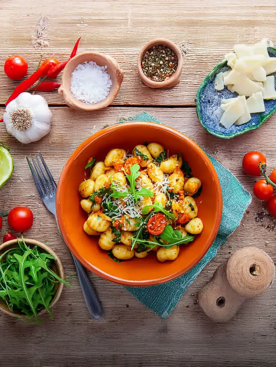 Gnocchi Salat mit Tomaten und Rucola