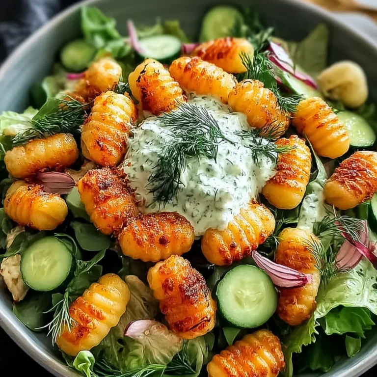 Knuspriger Gnocchi Salat mit cremigem Dressing