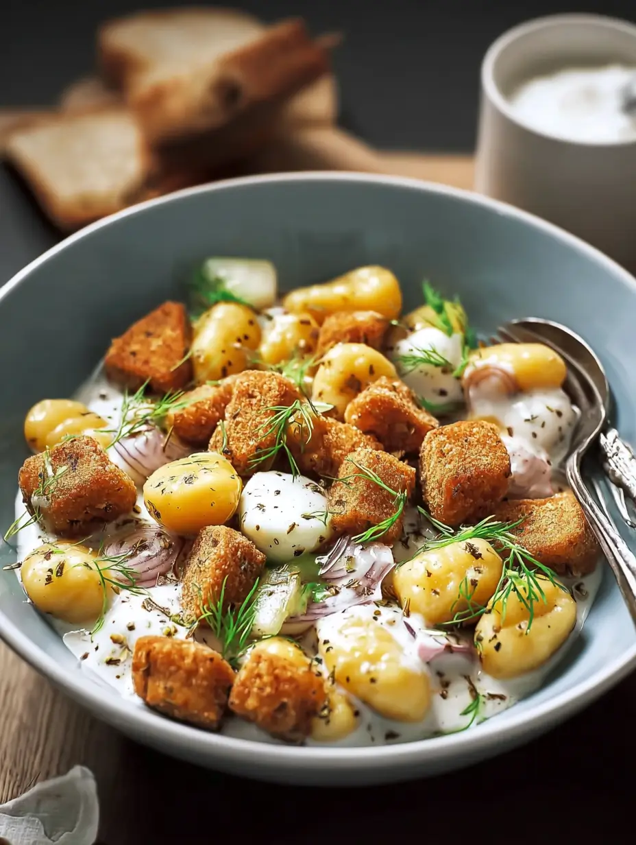 Knuspriger Gnocchi Salat mit frischem Gemüse