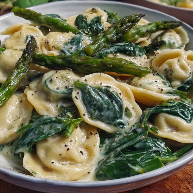 Pasta mit grünem Spargel und Spinat