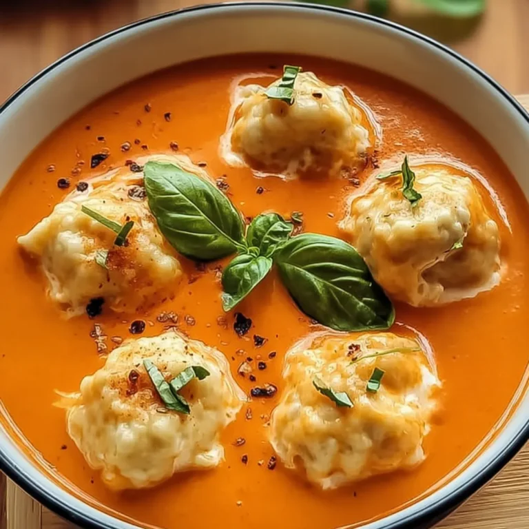 Cremige Tomatensuppe mit Käseknödeln