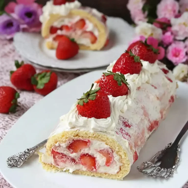 Erdbeer Biskuitrolle mit Mascarpone