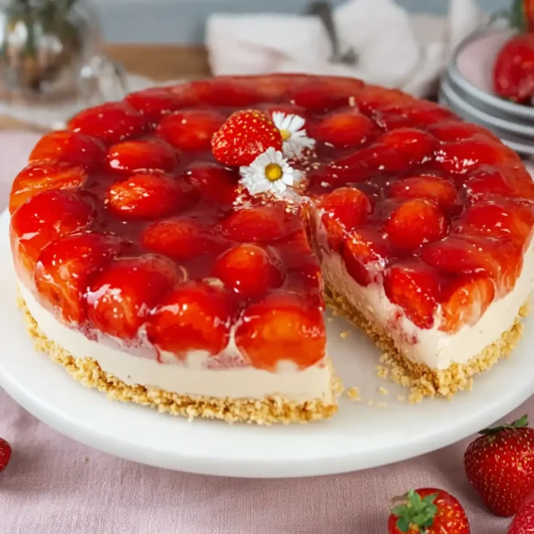 Erdbeerkuchen ohne Backen mit Keksboden