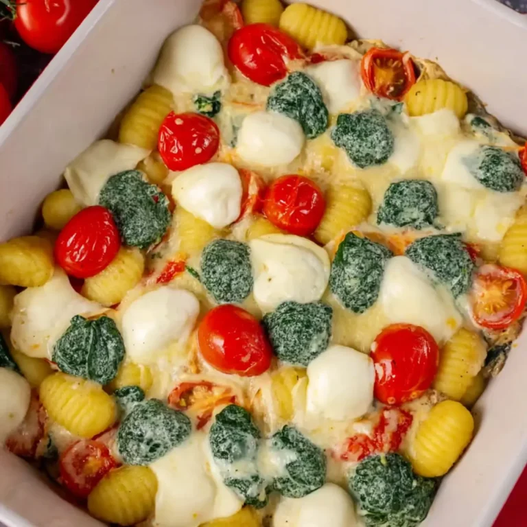 Gnocchi Auflauf mit Spinat, Tomate und Mozzarella