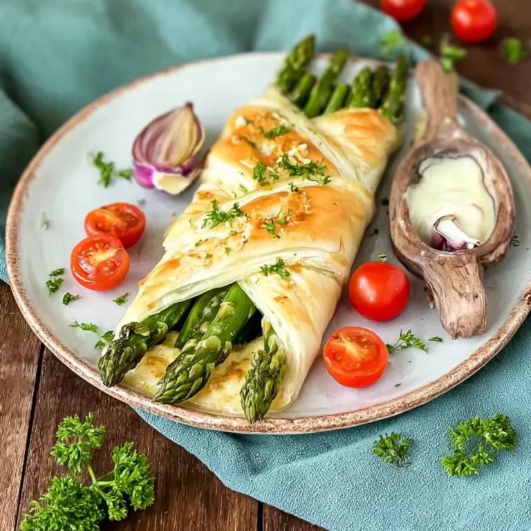 Grüner Spargel in Blätterteig