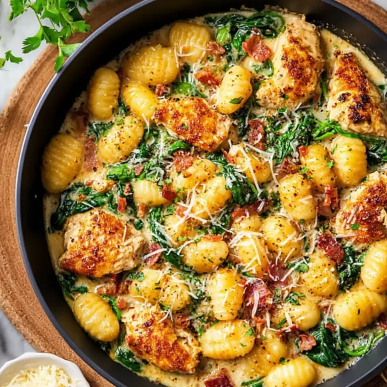 Knoblauch Hähnchen Gnocchi aus der Pfanne