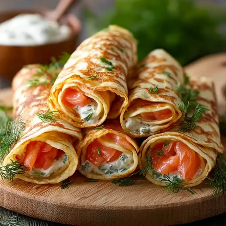 Pfannkuchen Wraps mit Lachs & Frischkäse