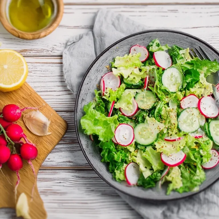 Radieschensalat mit Gurken und Blattsalat