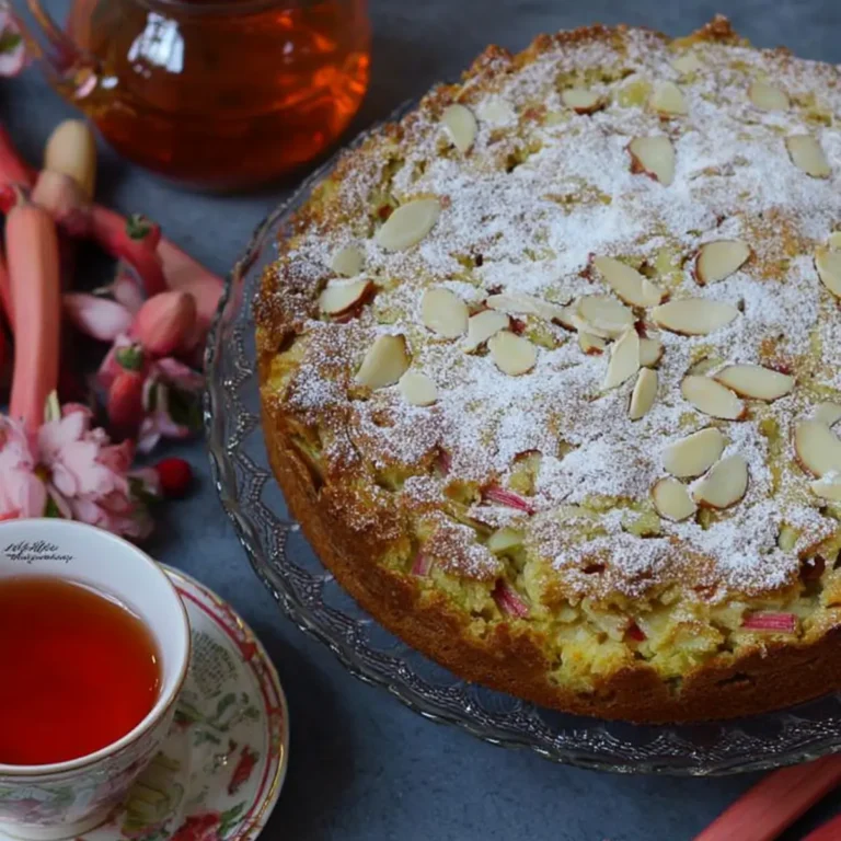 Rhabarberkuchen mit Schmand Creme