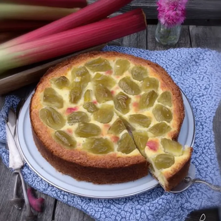 Schmandkuchen mit Rhabarber