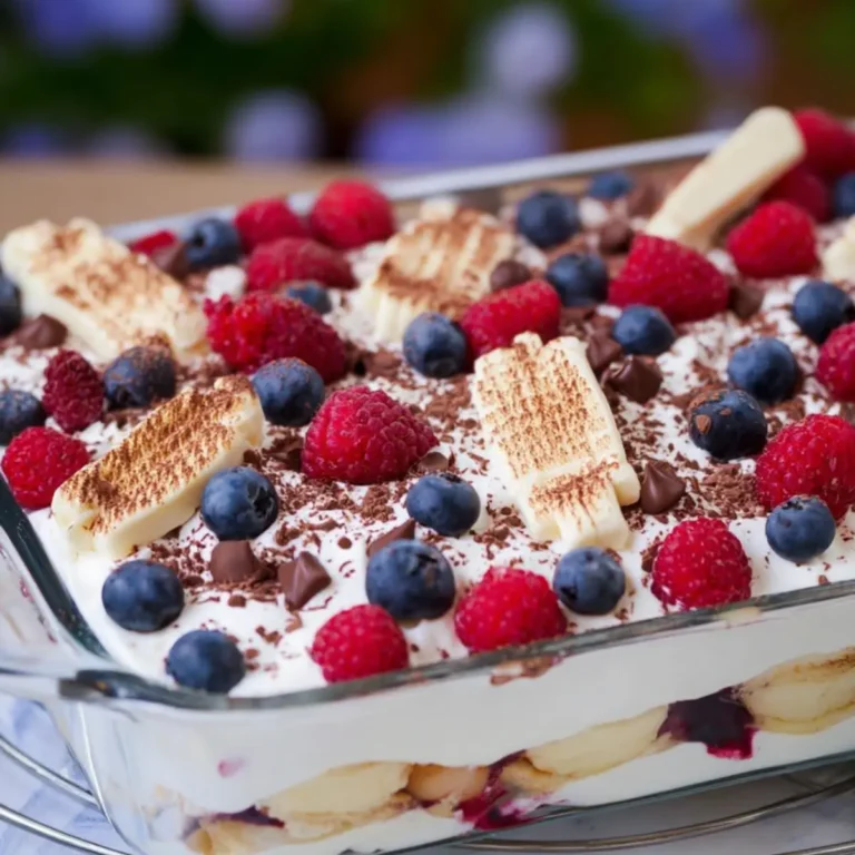Schokokuss Nachtisch mit Quark und Beeren