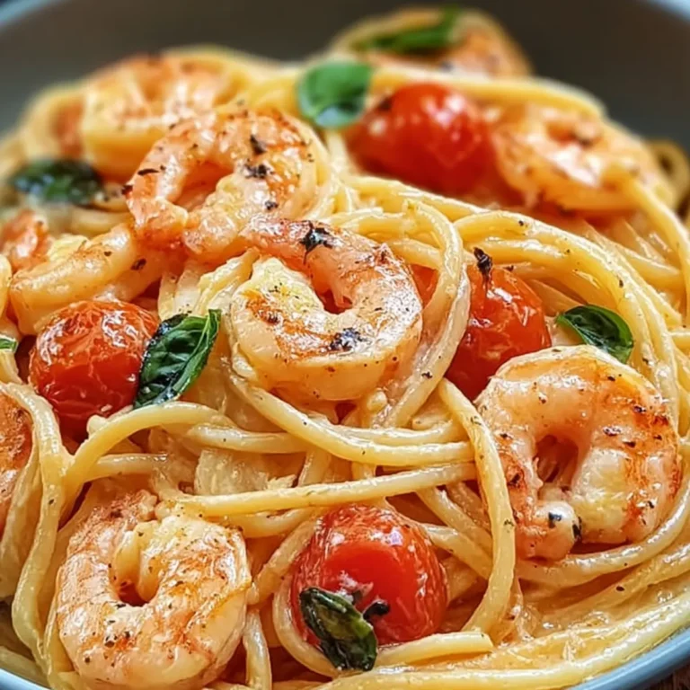 Spaghetti mit Garnelen in Frischkäsesauce