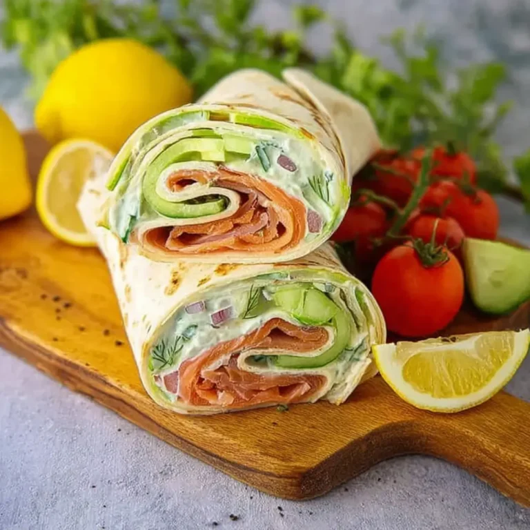 Wraps mit Frischkäse, Gurken und Räucherlachs