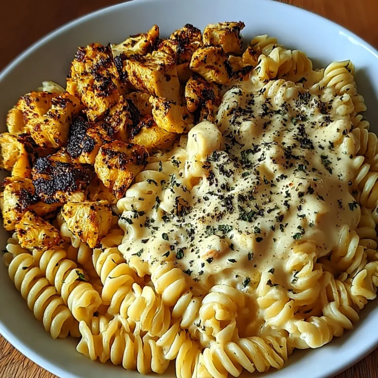 Alfredo Pasta mit Knoblauchbutter Hähnchen