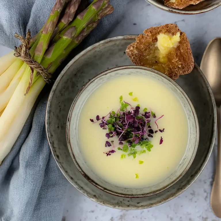 Cremige Spargelsuppe aus Schalen