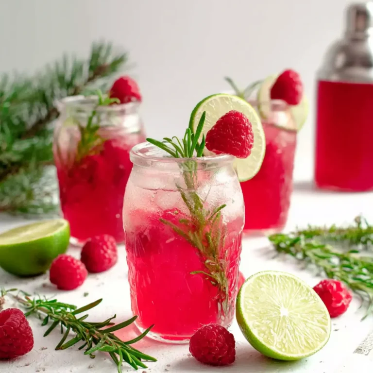 Himbeer Limonade mit Rosmarin und Limette