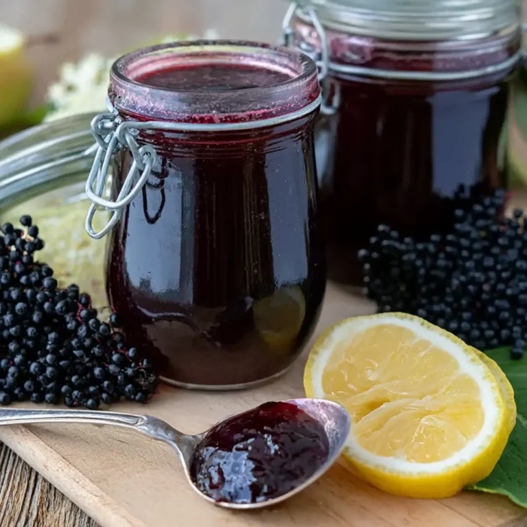Holunderbeerengelee mit Apfelsaft und Zitrone