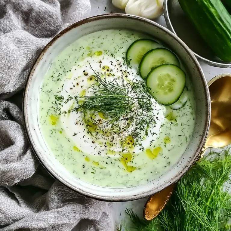 Kaltes Gurkensuppen mit Joghurt und Dill