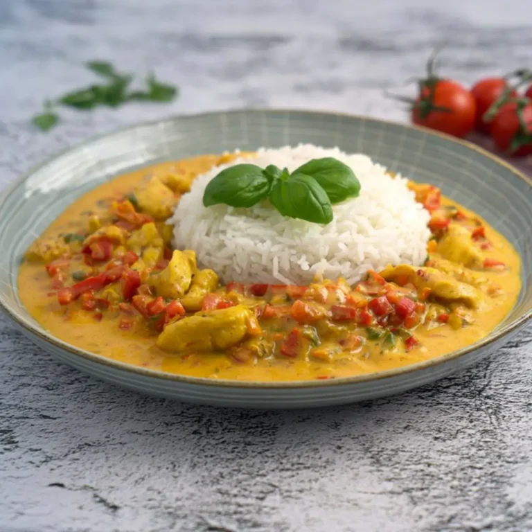 Paprika Hähnchen Geschnetzeltes mit Kokos