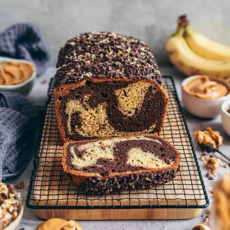 Veganes Marmor Bananenbrot mit Erdnussbutter