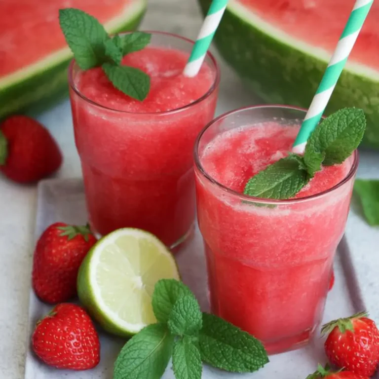 Wassermelonen Slush mit Erdbeeren
