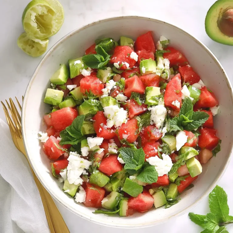 Wassermelonensalat mit Feta und Avocado