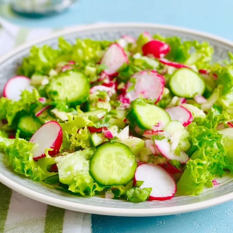 Blattsalat mit Gurken und Radieschen