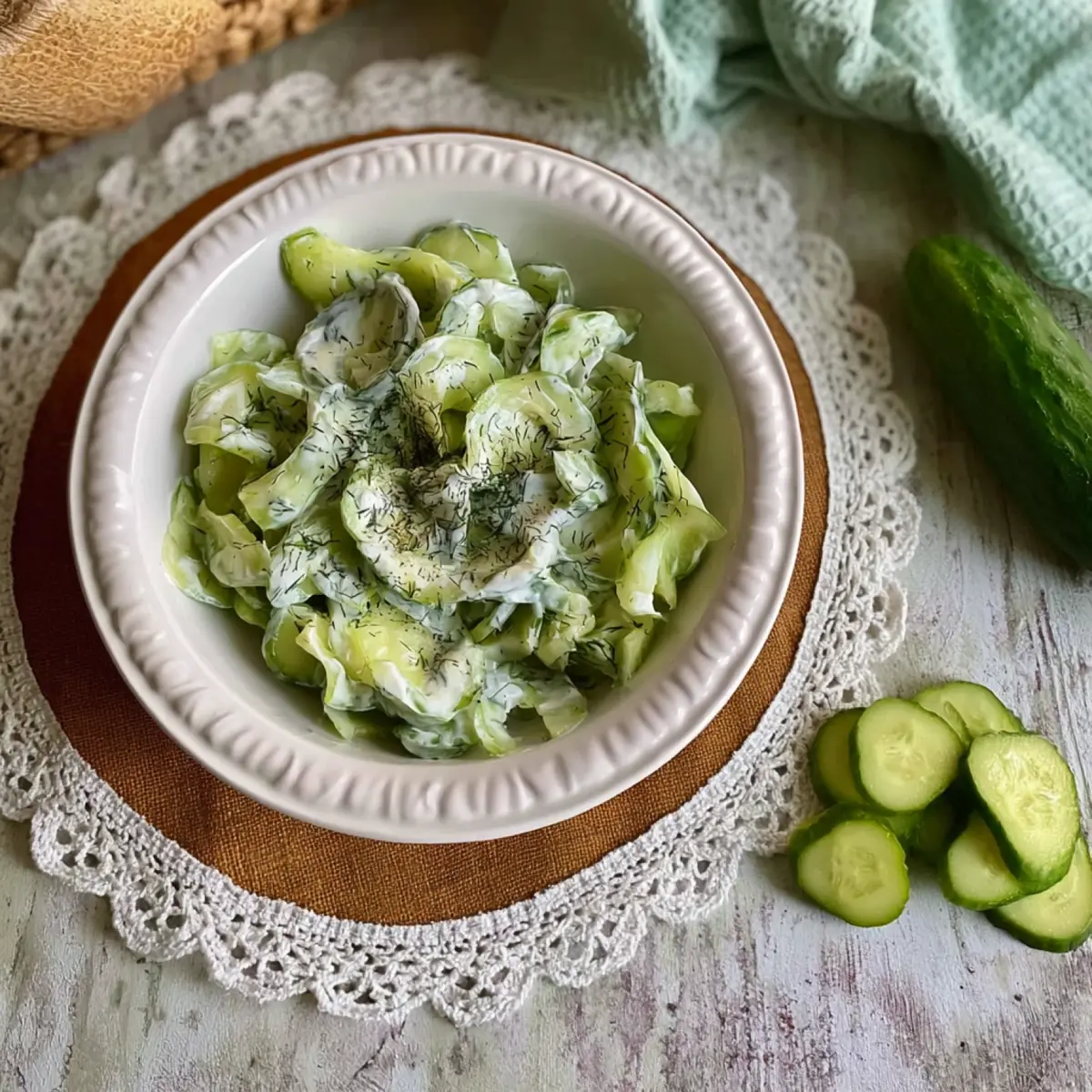 Gurkensalat mit Schmand und Dill