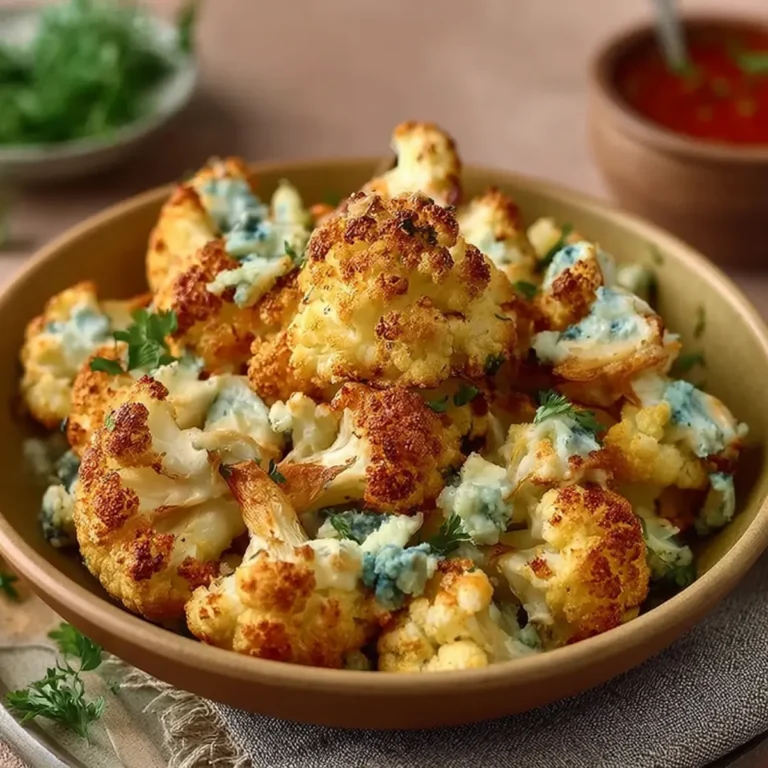 Knuspriger Ofen Blütenkohl mit Blauschimmelkäse