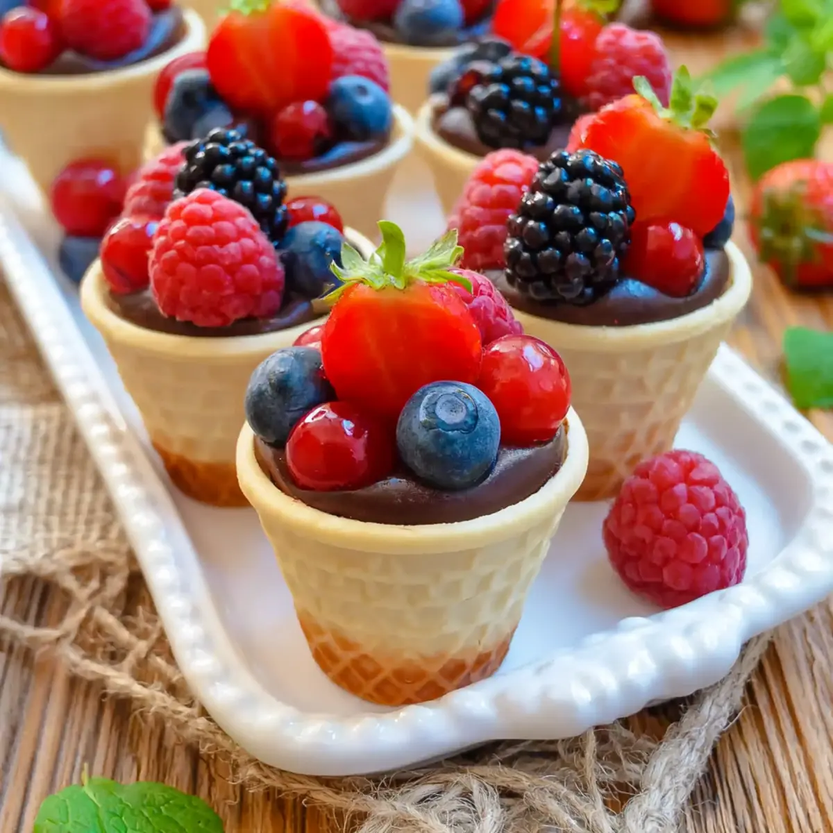 Obst im Waffelbecher