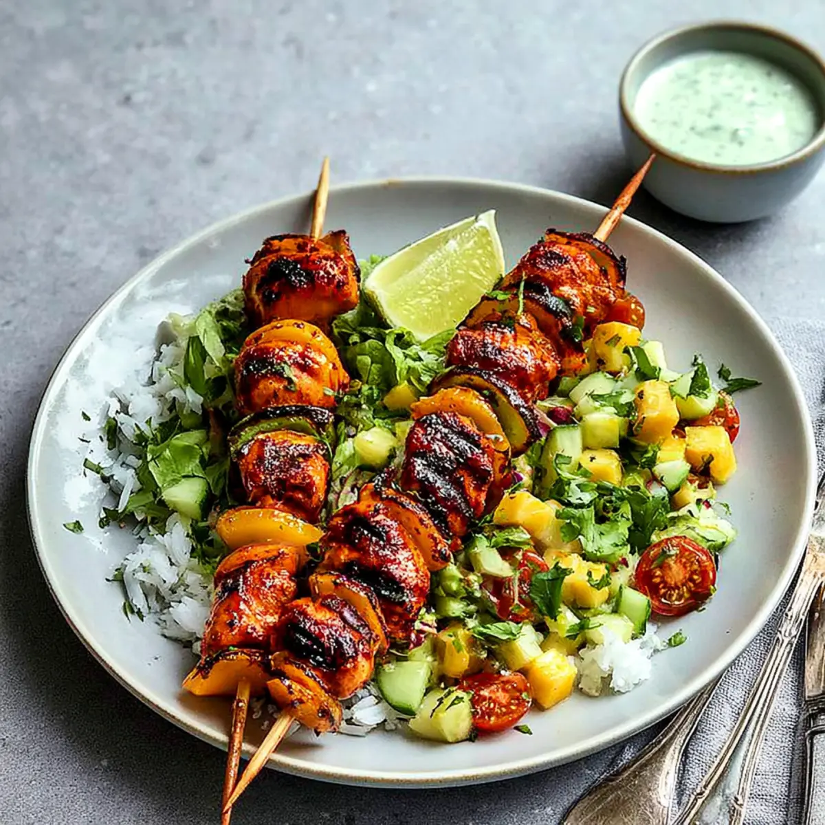 BBQ Hähnchenspieß Salat
