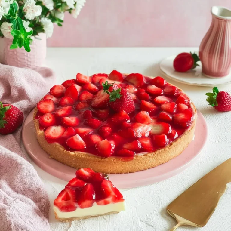 Erdbeerkuchen mit Pudding