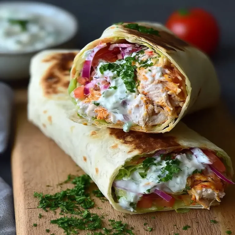 Griechische Hähnchen Wraps mit Tzatziki