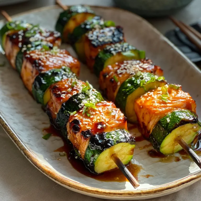 Teriyaki Lachs & Zucchini Spieße